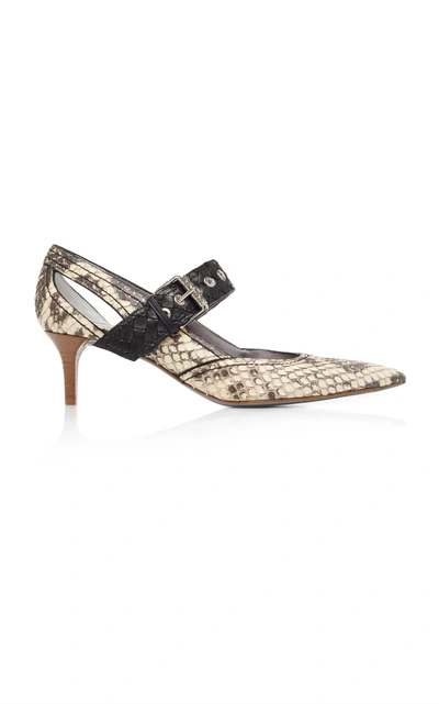 Bottega Veneta Buckle Snakeskin Pump In Nude & Neutrals