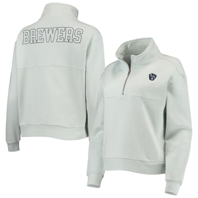 The Wild Collective Light Blue Milwaukee Brewers Two-hit Quarter-zip Pullover Top