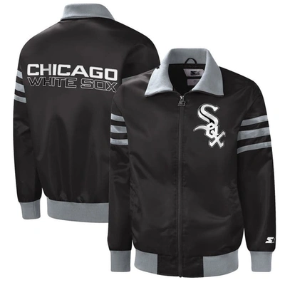 Starter Black Chicago White Sox The Captain Ii Full-zip Varsity Jacket