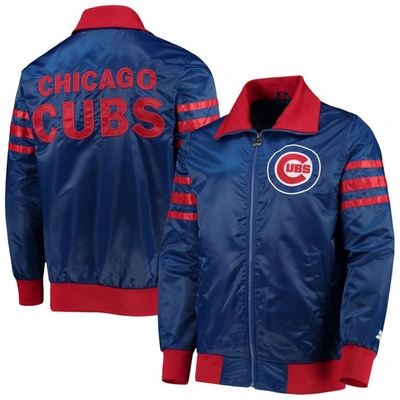Starter Royal Chicago Cubs The Captain Ii Full-zip Varsity Jacket