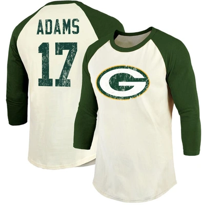 Majestic Fanatics Branded Davante Adams Cream/green Green Bay Packers Vintage Player Name & Number Raglan 3/4