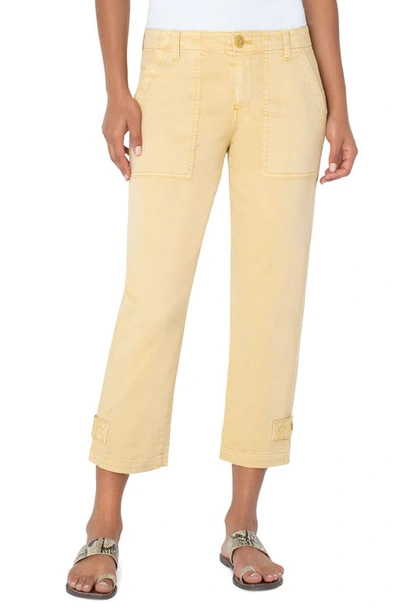 Liverpool Los Angeles Crop Cargo Pants In Mustard Gold