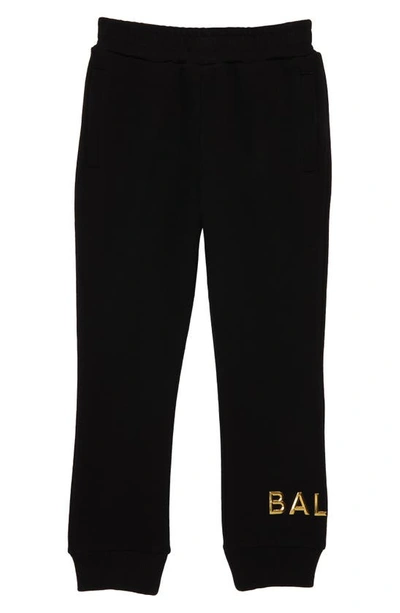 Balmain Kids' Logo-print Cotton Track Trousers In Black