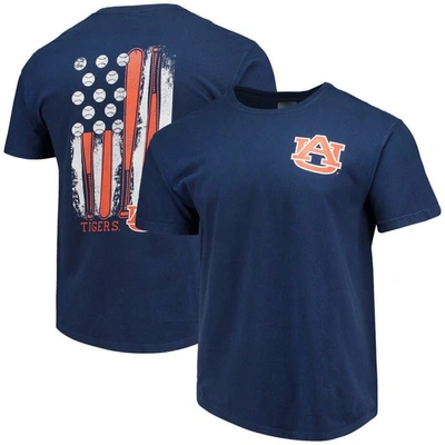 Image One Navy Auburn Tigers Baseball Flag Comfort Colors T-shirt