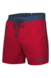Hugo Boss Starfish Recycled Polyester Swim Trunks In Bright Red