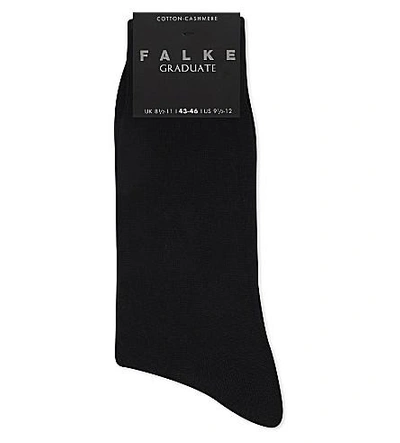Falke Graduate Cotton And Cashmere-blend Socks In Black