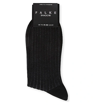 Falke Ribbed Cotton Shadow Socks, Mens, Size: 9-9.5, Black/grey