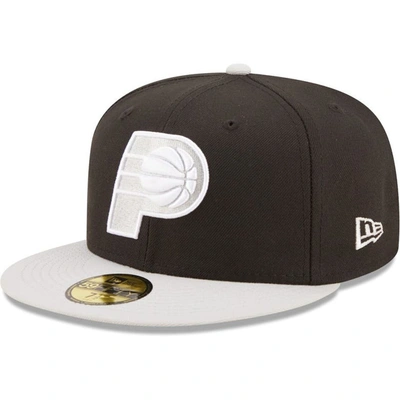 New Era Men's  Black And Gray Indiana Pacers Two-tone Color Pack 59fifty Fitted Hat In Black,gray