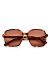 Gemma Lake Shore Drive 55mm Rectangle Sunglasses In Tortoise