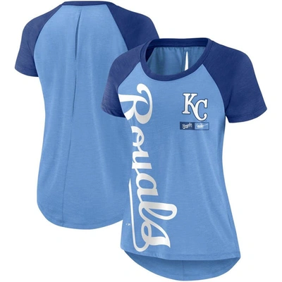 Nike Women's  Light Blue, Heathered Royal Kansas City Royals Cooperstown Collection Rewind Raglan T-s In Light Blue,heathered Royal