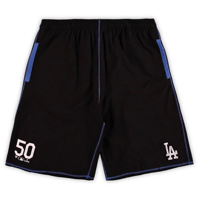 Profile Men's Mookie Betts Black, Royal Los Angeles Dodgers Big And Tall Stitched Double-knit Shorts In Black,royal