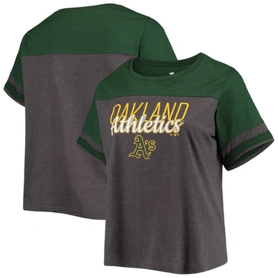 Profile Women's Heathered Charcoal, Green Oakland Athletics Plus Size Colorblock T-shirt In Heathered Charcoal,green