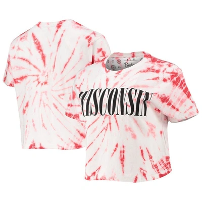 Pressbox Red Wisconsin Badgers Showtime Tie-dye Crop T-shirt