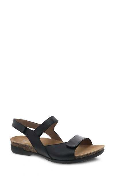Dansko Ronda Slide Sandal In Black Waxy Burnished
