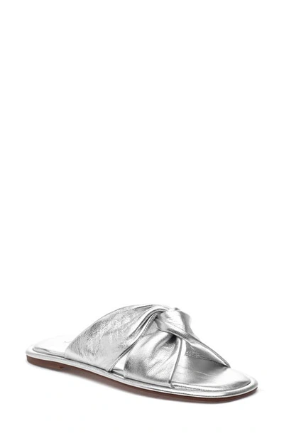 J/slides Yaya Leather Sandal In Silver Leather