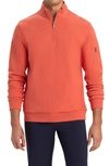 Bugatchi Cotton Blend Quarter Zip Pullover In Paprika