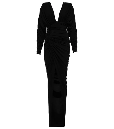 Alexandre Vauthier Ruched Jersey Maxi Dress In Black