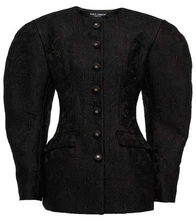 Dolce & Gabbana Jacquard Cotton And Silk Jacket In Black