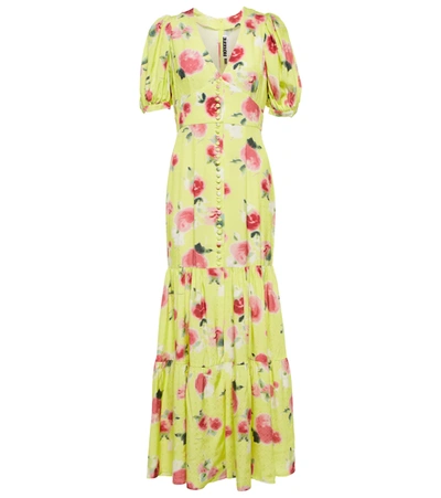 Rotate Birger Christensen Thora Floral Jacquard Maxi Dress In Yellow ...