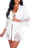 Roma Confidential Lashes For Lace Short Robe In White