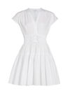 Derek Lam 10 Crosby Tora Ruched Drawstring Mini A-line Dress In White