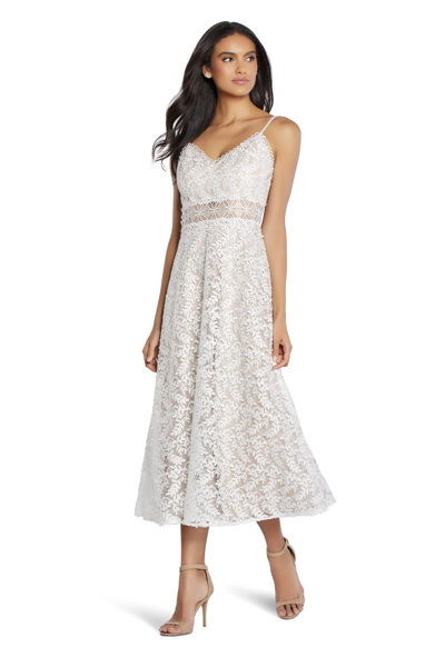 Aidan Mattox Short Embroidered Dress In Ivory