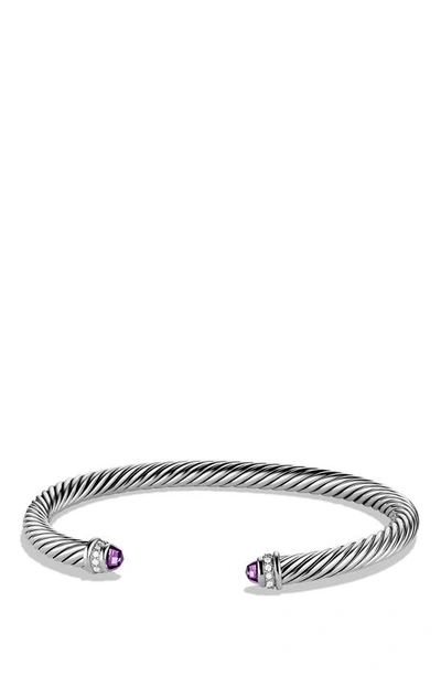 David Yurman Cable Classics Bracelet With Semiprecious Stones & Diamonds In Amethyst