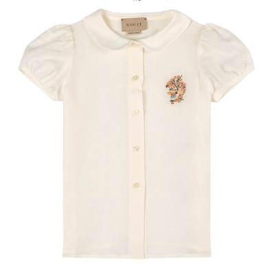 Gucci Kids' White Emroidered Blouse