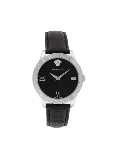 Versace Women's 38mm Stainless Steel & Leather Strap Watch In Black