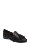 Vince Camuto Geralin Tassel Loafer In Black Croc Print Leather