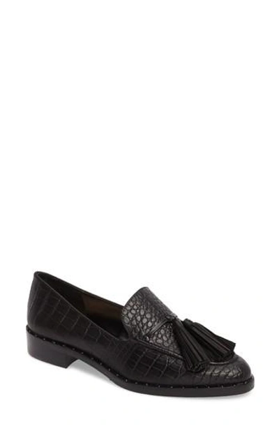 Vince Camuto Geralin Tassel Loafer In Black Croc Print Leather