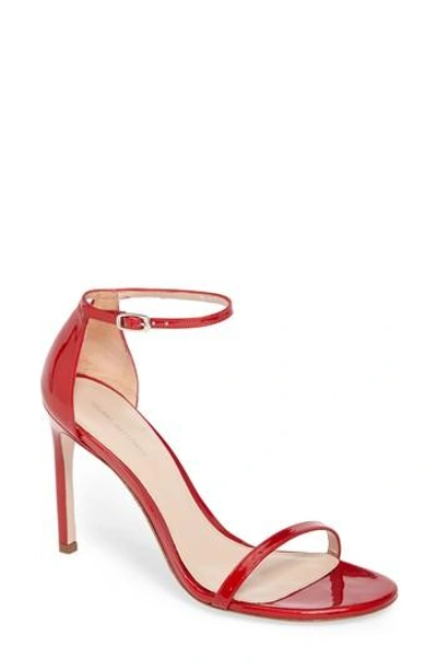 Stuart Weitzman Nudistsong Ankle Strap Sandal In Redqua Red