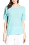 Eileen Fisher Organic Linen & Cotton Knit Pullover In Scarab