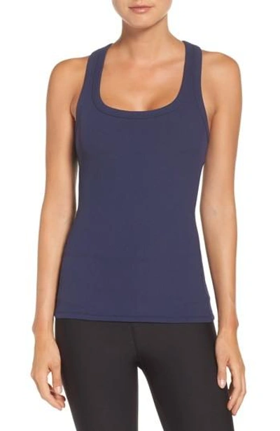 Alo Yoga Support Ribbed Racerback Tank In Rich Navy