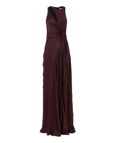 Cinq À Sept Clemence Aubergine Knotted Gown In Burgundy