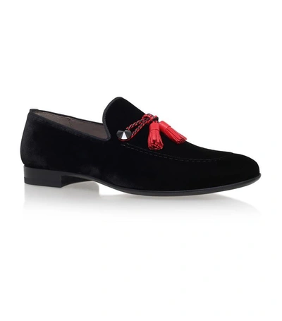 Magnanni Velvet Tassel Loafers In Black