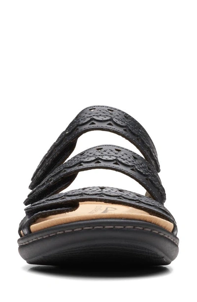 Clarks Leisa Spring Womens Leather Slip On Slide Sandals In Black