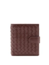 Bottega Veneta Intrecciato Bi-fold Leather Wallet In Burgundy
