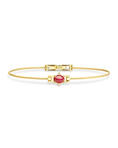 Paul Morelli Ruby Cabochon & Diamond Wire Bracelet In 18k Gold