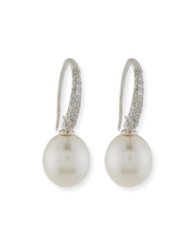 Assael Pav&eacute; Diamond & South Sea Pearl Drop Earrings