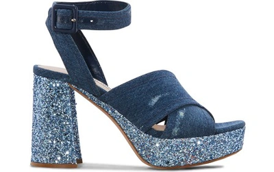 Miu Miu Crisscross Denim Platform Sandals In Blue