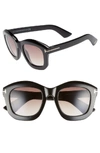 Tom Ford Julia 50mm Gradient Square Sunglasses - Shiny Black Acetate/ Rose Gold