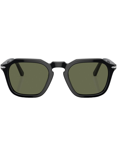 Persol Square Frame Sunglasses In Black_polar_green