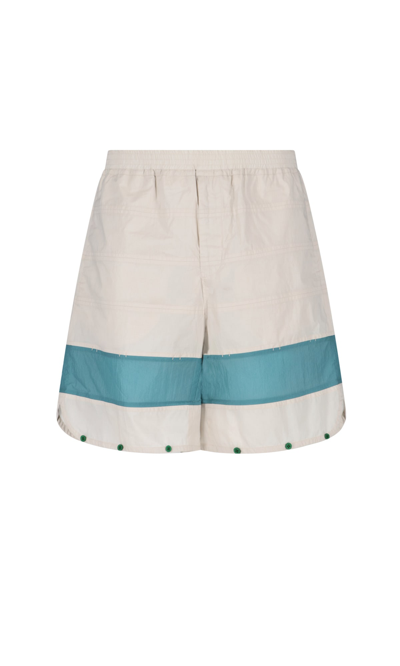 Craig Green Colourblock Laced Cotton Shorts In Cream
