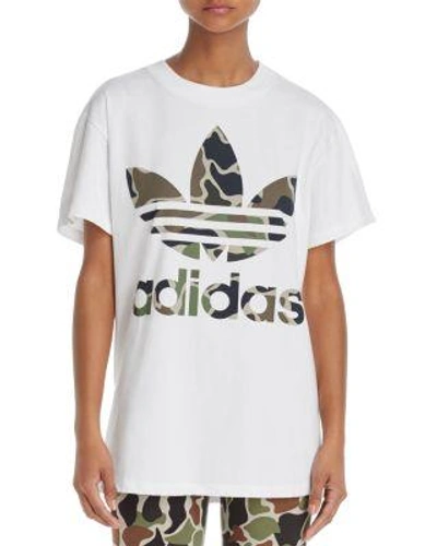Adidas Originals Big Trefoil Oversized Printed Cotton-jersey T-shirt In White