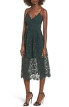 Astr Lace Midi Dress In Hunter Green