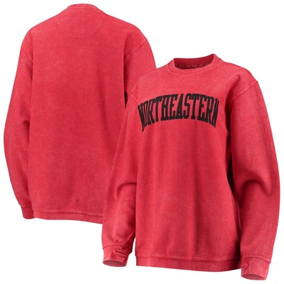 Pressbox Red Northeastern Huskies Comfy Cord Vintage Wash Basic Arch Pullover Sweatshirt
