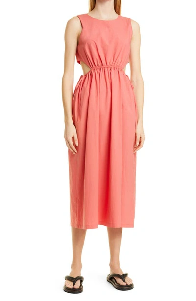 Rails Yvette Cutout Organic Cotton Blend Midi Dress In Coral