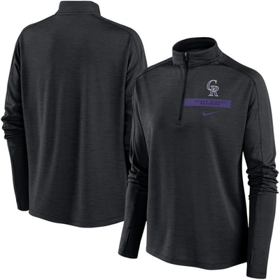 Nike Black Colorado Rockies Primetime Raglan Quarter-zip Top