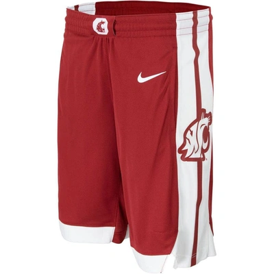 Nike Crimson Washington State Cougars Team Logo Replica Basketball Shorts